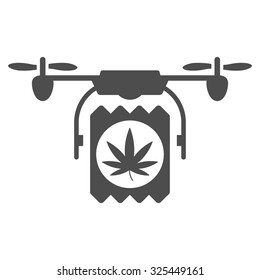 Drugs Drone Delivery vector icon. Style is flat symbol, gray color, rounded angles, white background.