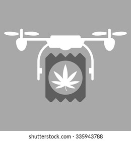 Drugs Drone Delivery vector icon. Style is bicolor flat symbol, dark gray and white colors, rounded angles, silver background.