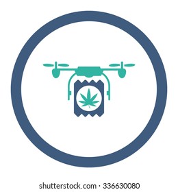 Drugs Drone Delivery vector icon. Style is bicolor flat rounded symbol, cobalt and cyan colors, rounded angles, white background.