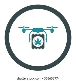 Drugs Drone Delivery vector icon. Style is bicolor flat rounded symbol, soft blue colors, rounded angles, white background.