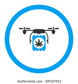 Drugs Drone Delivery vector icon. Style is bicolor flat rounded symbol, blue and gray colors, rounded angles, white background.