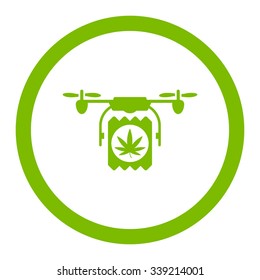 Drugs Drone Delivery vector icon. Style is flat rounded symbol, eco green color, rounded angles, white background.