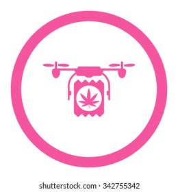 Drugs Drone Delivery vector icon. Style is flat rounded symbol, pink color, rounded angles, white background.