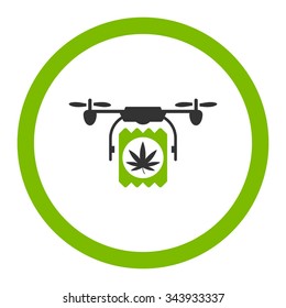 Drugs Drone Delivery vector icon. Style is bicolor flat rounded symbol, eco green and gray colors, rounded angles, white background.