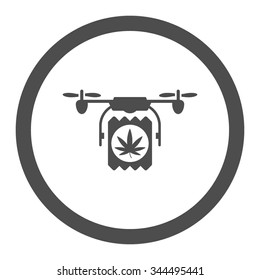 Drugs Drone Delivery vector icon. Style is flat rounded symbol, gray color, rounded angles, white background.