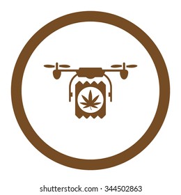 Drugs Drone Delivery vector icon. Style is flat rounded symbol, brown color, rounded angles, white background.