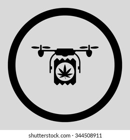 Drugs Drone Delivery vector icon. Style is flat rounded symbol, black color, rounded angles, light gray background.