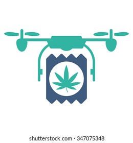 Drugs Drone Delivery vector icon. Style is bicolor flat symbol, cobalt and cyan colors, rounded angles, white background.