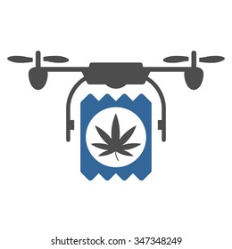 Drugs Drone Delivery vector icon. Style is bicolor flat symbol, cobalt and gray colors, rounded angles, white background.