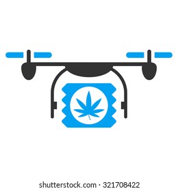 Drugs Drone Shipment vector icon. Style is bicolor flat symbol, blue and gray colors, rounded angles, white background.
