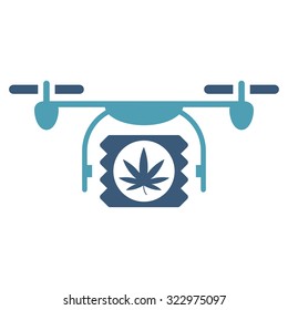 Drugs Drone Shipment vector icon. Style is bicolor flat symbol, cyan and blue colors, rounded angles, white background.