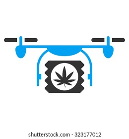 Drugs Drone Shipment vector icon. Style is bicolor flat symbol, blue and gray colors, rounded angles, white background.