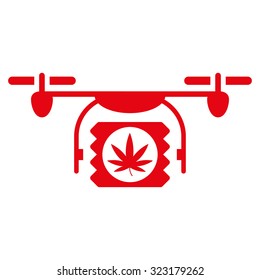 Drugs Drone Shipment vector icon. Style is flat symbol, red color, rounded angles, white background.