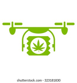 Drugs Drone Shipment vector icon. Style is flat symbol, eco green color, rounded angles, white background.