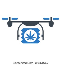 Drugs Drone Shipment vector icon. Style is bicolor flat symbol, smooth blue colors, rounded angles, white background.