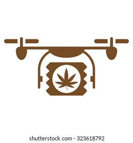 Drugs Drone Shipment vector icon. Style is flat symbol, brown color, rounded angles, white background.