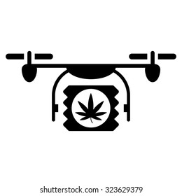 Drugs Drone Shipment vector icon. Style is flat symbol, black color, rounded angles, white background.