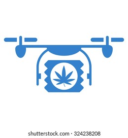 Drugs Drone Shipment vector icon. Style is flat symbol, cobalt color, rounded angles, white background.