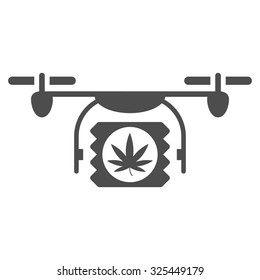Drugs Drone Shipment vector icon. Style is flat symbol, gray color, rounded angles, white background.