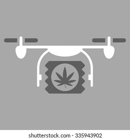 Drugs Drone Shipment vector icon. Style is bicolor flat symbol, dark gray and white colors, rounded angles, silver background.