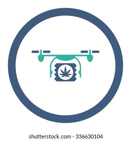 Drugs Drone Shipment vector icon. Style is bicolor flat rounded symbol, cobalt and cyan colors, rounded angles, white background.