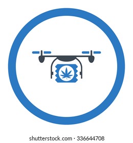 Drugs Drone Shipment vector icon. Style is bicolor flat rounded symbol, smooth blue colors, rounded angles, white background.