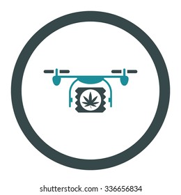 Drugs Drone Shipment vector icon. Style is bicolor flat rounded symbol, soft blue colors, rounded angles, white background.