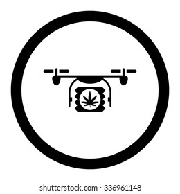 Drugs Drone Shipment vector icon. Style is flat rounded symbol, black color, rounded angles, white background.