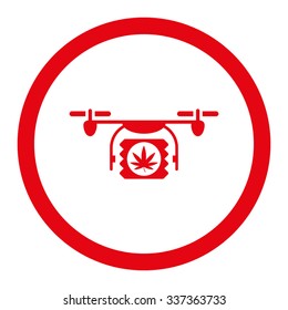 Drugs Drone Shipment vector icon. Style is flat rounded symbol, red color, rounded angles, white background.