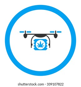 Drugs Drone Shipment vector icon. Style is bicolor flat rounded symbol, blue and gray colors, rounded angles, white background.