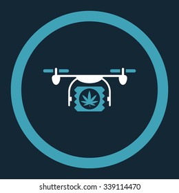 Drugs Drone Shipment vector icon. Style is bicolor flat rounded symbol, blue and white colors, rounded angles, dark blue background.