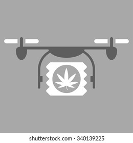 Drugs Drone Shipment vector icon. Style is bicolor flat symbol, dark gray and white colors, rounded angles, silver background.