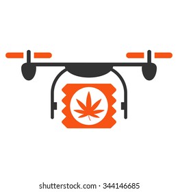 Drugs Drone Shipment vector icon. Style is bicolor flat symbol, orange and gray colors, rounded angles, white background.