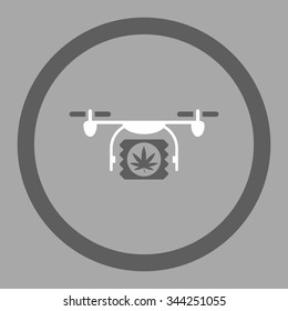 Drugs Drone Shipment vector icon. Style is bicolor flat rounded symbol, dark gray and white colors, rounded angles, silver background.