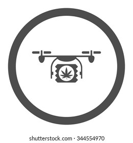 Drugs Drone Shipment vector icon. Style is flat rounded symbol, gray color, rounded angles, white background.