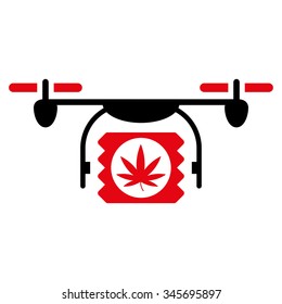 Drugs Drone Shipment vector icon. Style is bicolor flat symbol, intensive red and black colors, rounded angles, white background.