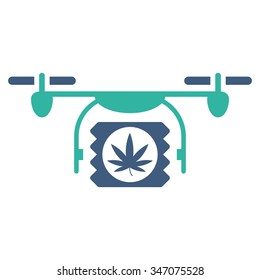 Drugs Drone Shipment vector icon. Style is bicolor flat symbol, cobalt and cyan colors, rounded angles, white background.