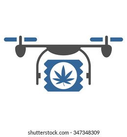 Drugs Drone Shipment vector icon. Style is bicolor flat symbol, cobalt and gray colors, rounded angles, white background.