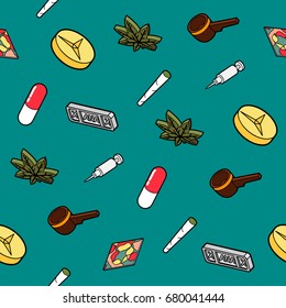 Drugs flat outline isometric pattern