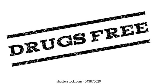 Drugs Free watermark stamp. Text tag between parallel lines with grunge design style. Rubber seal stamp with unclean texture. Vector black color ink imprint on a white background.