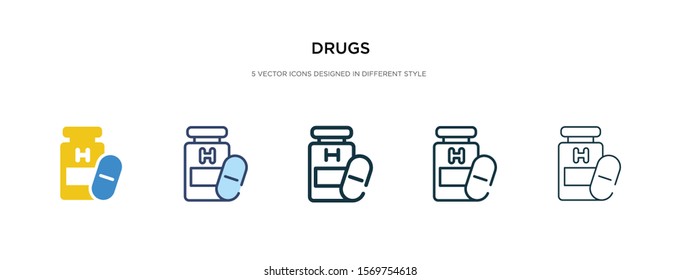 drugs icon in different style vector illustration. two colored and black drugs vector icons designed in filled, outline, line and stroke style can be used for web, mobile, ui