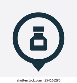 drugs icon map pin on white background 