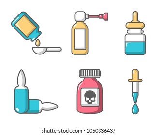 Drugs icon set. Cartoon set of drugs vector icons for web design isolated on white background