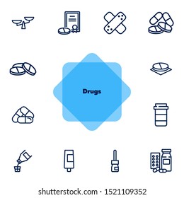 Drugs icon set. Drugstore concept. Vector illustration can be used for topics like apothecary, pharmaceuticals, medicine