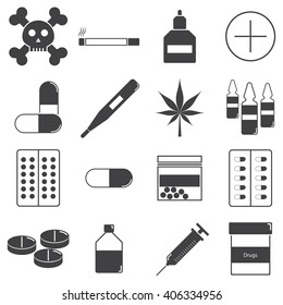 Drugs icon set, vector symbol