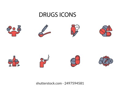 Drugs-Symbol set.vector.Editable stroke.linear style Zeichen für die Verwendung Web-Design, logo.Symbol-Illustration.