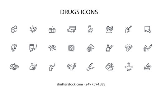 Drugs-Symbol set.vector.Editable stroke.linear style Zeichen für die Verwendung Web-Design, logo.Symbol-Illustration.