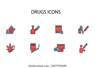 drugs icon set.vector.Editable stroke.linear style sign for use web design,logo.Symbol illustration.