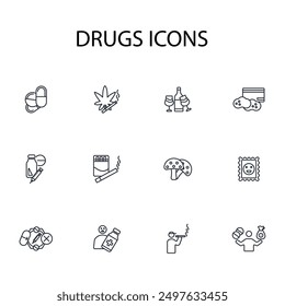Drugs-Symbol set.vector.Editable stroke.linear style Zeichen für die Verwendung Web-Design, logo.Symbol-Illustration.