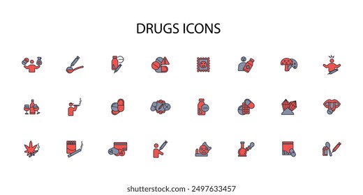 Drugs-Symbol set.vector.Editable stroke.linear style Zeichen für die Verwendung Web-Design, logo.Symbol-Illustration.